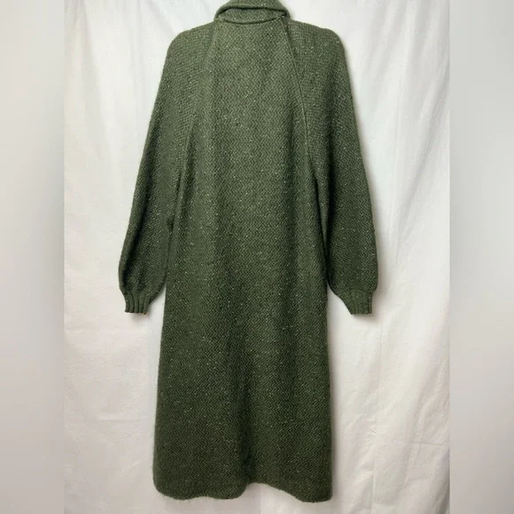 Rare 70s Luxury Nina Ricci West End Forest Green Mohair Scarf Long Sweater Coat - Picture 2 of 16